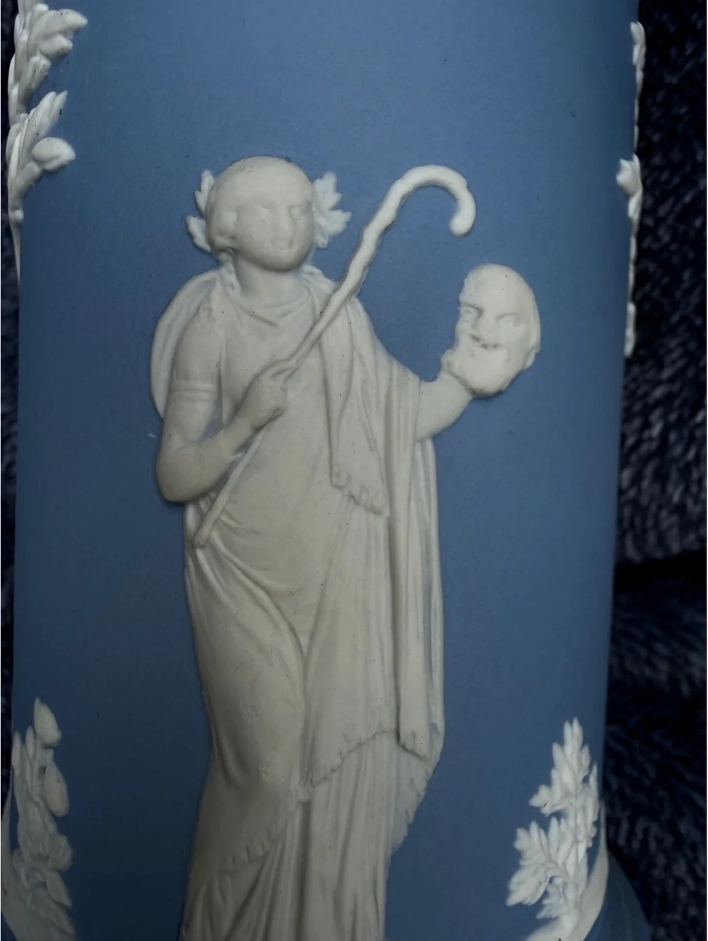 Wedgwood Jasperware Blue and White Classical Relief Vase Made in England